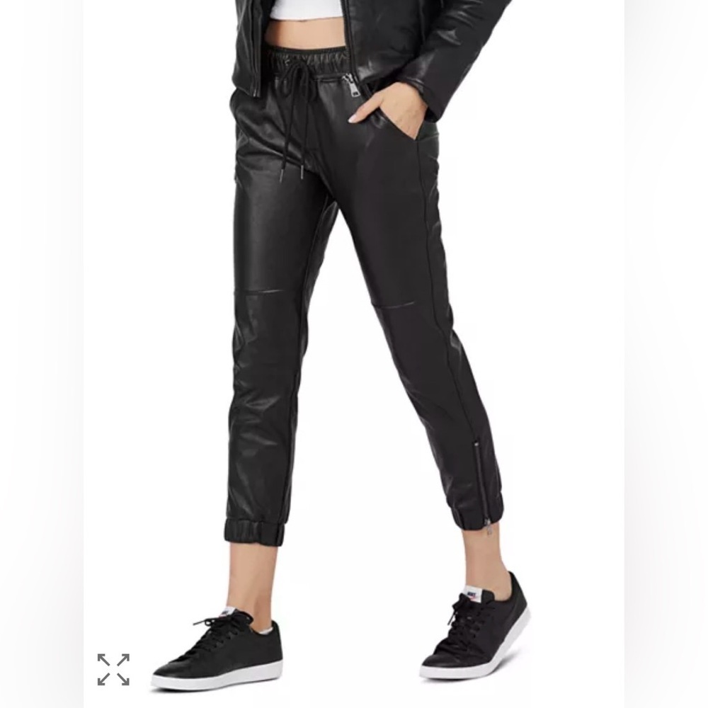 David Lerner Black Faux Leather Joggers with Pockets Women’s Pants Small - Picture 16 of 16